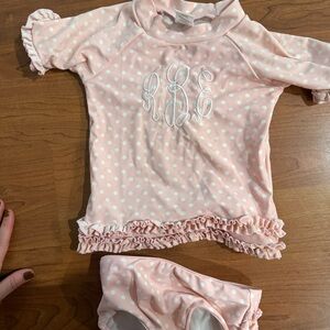 RBE monogram ruffle butt swimsuit